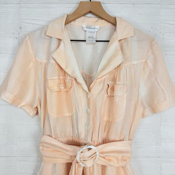 Steele Solange Boiler Jumpsuit Size M Peach Tie Dye Belted Linen Blend Utility - Picture 5 of 16